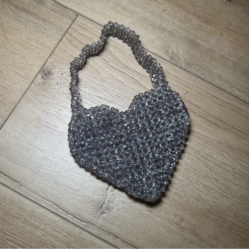 Elegant Crystal Beaded Heart Bag